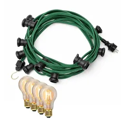 Illu Party Garten 20m grün Außenlichterkette 20x E27 LED Filament Glühbirne