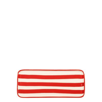 Zafferano Lido Ceramiche Rechteckiger Teller Serie Righe, 2er-Set, rote Farbe, handgefertigtes Design, hergestellt in Italien, Exzellenz, elegant, modern