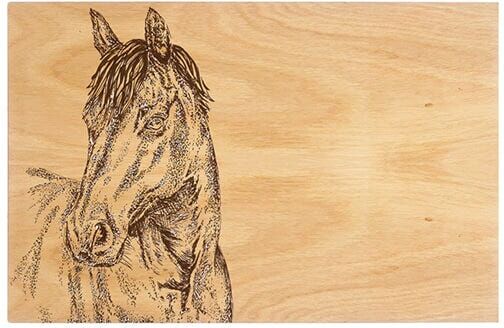 Selbrae House Just Slate Company Horse Portrait 30cm Oak Serving Board