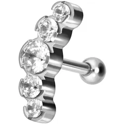 Titan Ohrpiercing 5 EINGEFASSTE KRISTALLE