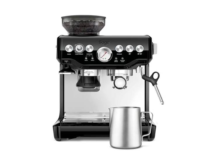 Sage The Barista Express, Kaffeemaschine mit manuellem, Schwarzer Sesam Kaffeemaschine mit manuellem Milchaufschäumer & Mahlwerk, Automatisches Mahlen, individueller Milchschaum