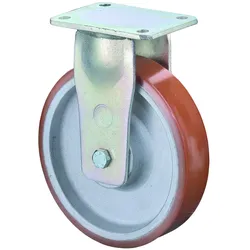 BS Rollen, Möbelrollen, Schwerlast-Bockrolle D.85mm Trgf.800kg Guss-PU Platte L190xB175mm