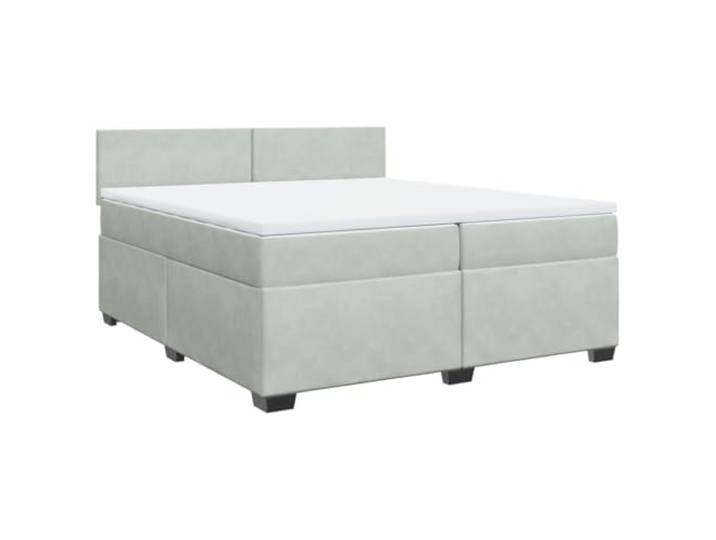 vidaXL Boxspringbett mit Matratze Hellgrau 200x200 cm Samt