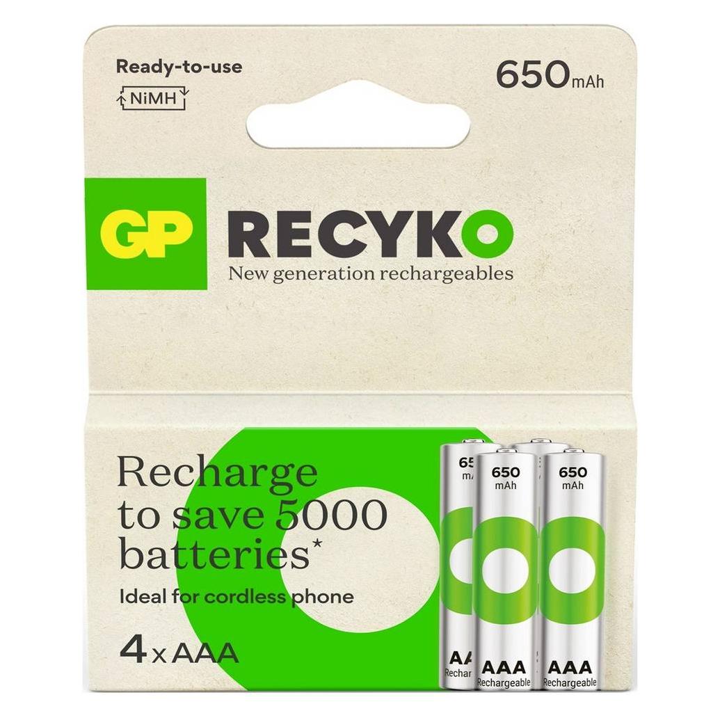 GP Batteries R03 AKU 4BL ReCyko 650mAh (4 Stk., AAA, 650 mAh) (GPRCK65AAA673C4)