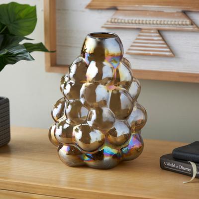 ARCILLA ELEMENTAL Brown Glass Handmade Abstract Iridescent Bubble Vase