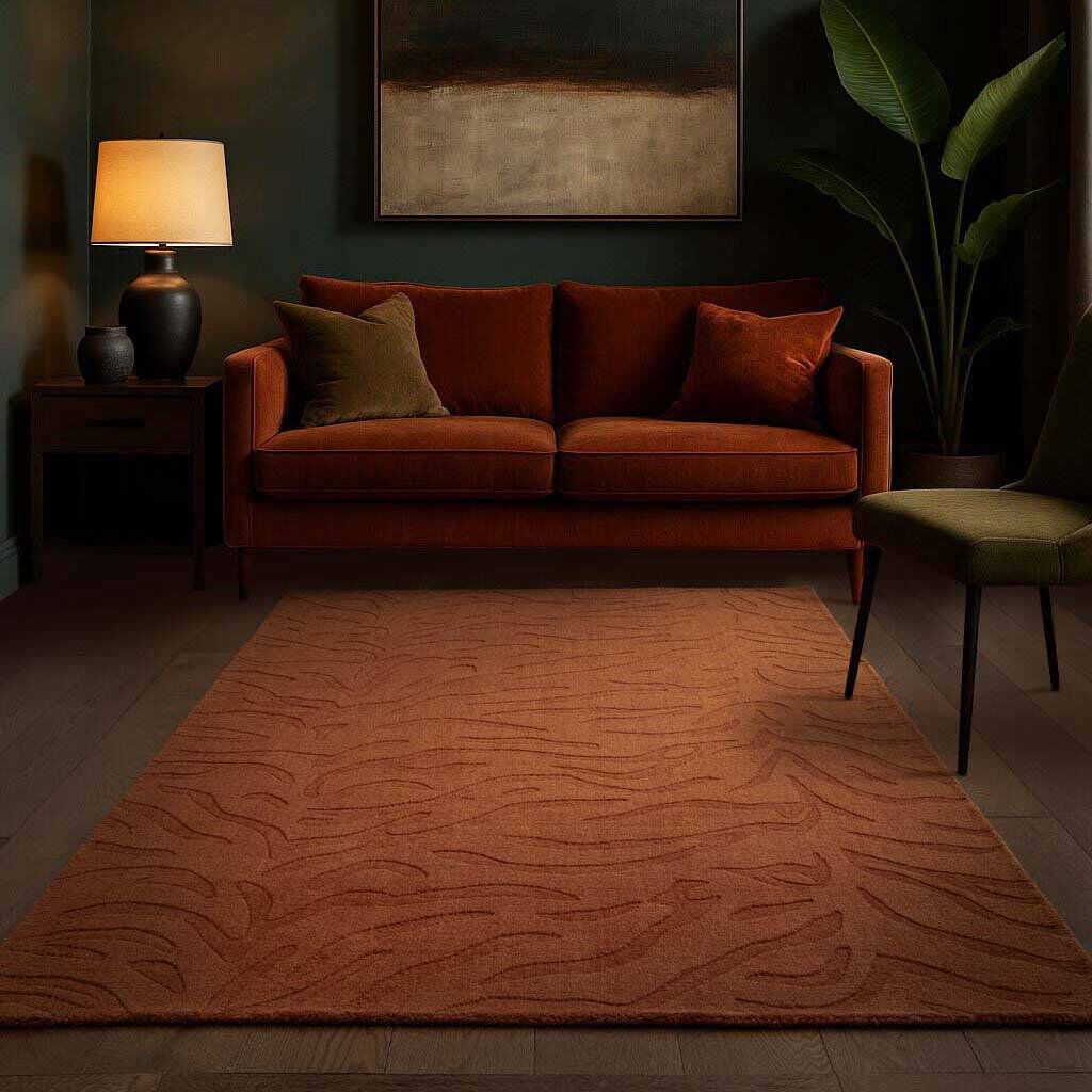 Fairmont Park Alisandra Animal Print Wool Hand Woven Area Rug Orange Rectangle 160 x 230 cm