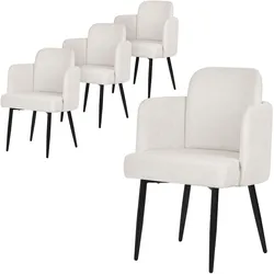 ESSZIMMERSTÜHLE 4er Set Beige mit Stoffbezug Rattan Optik
