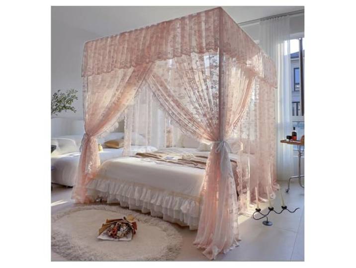 4 Ecken Post Princess Baldachin Bett Vorhänge Moskitonetz Bett Vorhänge Spielzelte Raumdekoration for Indoor Outdoor(Pink,150x200cm)