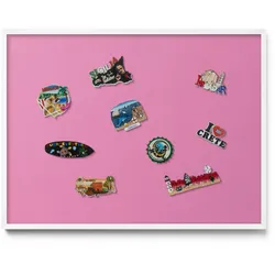 MAGNETTAFEL 80x60 cm Weißer Rahmen Pink