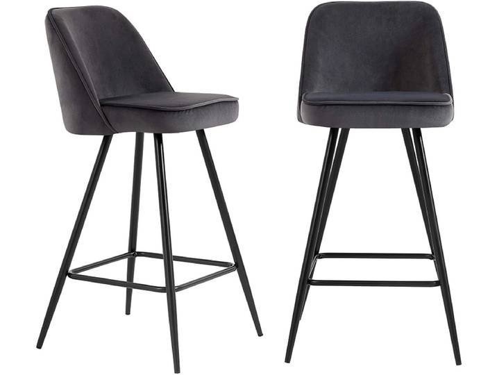 BAÏTA Set 2 Barhocker EUGENE samt grau