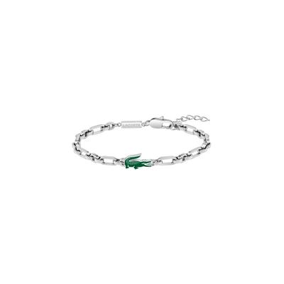 Armkette LACOSTE "ARTHOR", edelstahlfarben, grün, Armbänder, Damen, 19cm, Edelstahl, Armkette