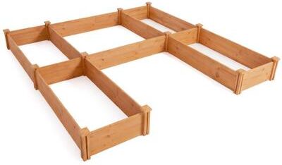Costway U-Shaped Wooden Garden Raised Bed for Backyard and Patio-Orange