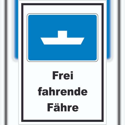 HB-Druck Frei fahrende Fähre Symbol und Text Aufkleber A4 (210x297mm)