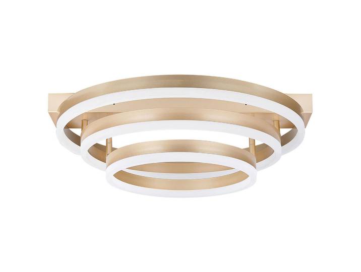 Beliani Deckenleuchte Nore 52/52/20 cm, Goldfarben, Kunststoff, LED integrated, 50x20x52 cm, Lampen & Leuchten, Innenbeleuchtung, Deckenleuchten, Deckenleuchten