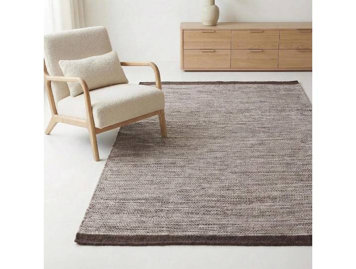 Tapis en laine et coton 200x300 cm, brun - Elowen