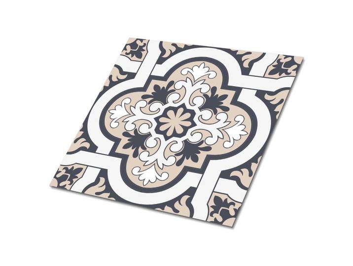 Tulup Selbstklebende Wandfliesen 9 Stück 30x30 cm - Blattschmuck, Beige, Quadratisch, 30x1.6x30 cm, Tapeten & Wandverkleidungen, Wandtattoos & Sticker