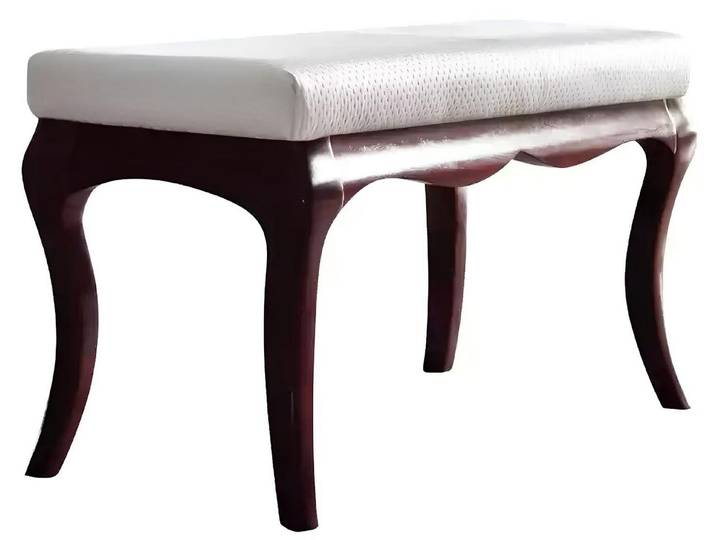 JVmoebel Hocker Weißer Designer-Hocker im Antik-Stil mit Holzfüßen (1 St., Hocker), Made in Europa