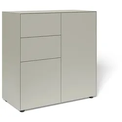 Container mit 2 Türen und Schubladen Connect MDF stone matt lackiert grau H 102 cm 100x102x48