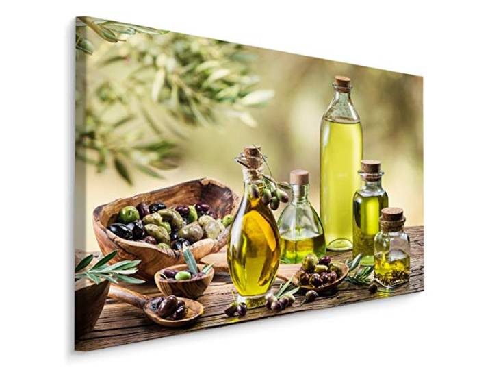 Muralo Wandbilder Essen, Gemüse, Oliven, Olivenöl, Blätter - 120x80 cm