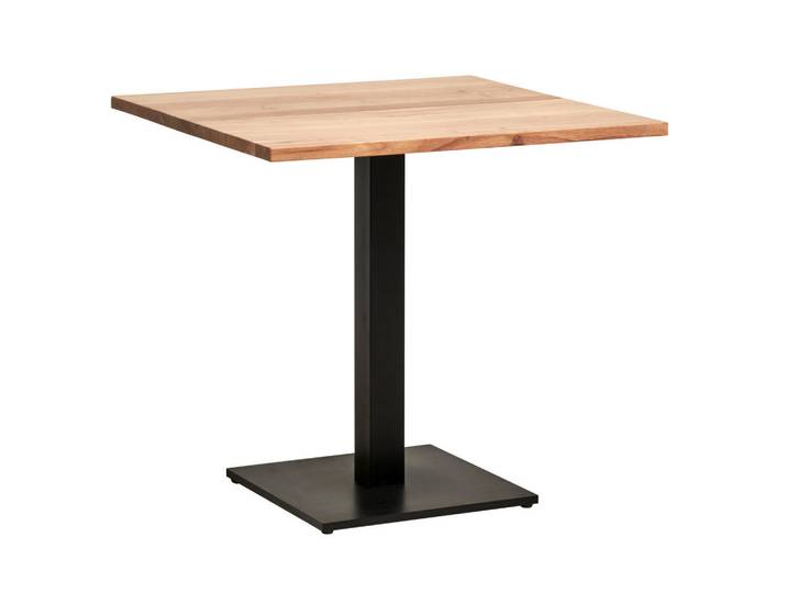P & B Bistrotisch, Schwarz, Akazie, Holz, Metall, Akazie, vollmassiv, Holz, quadratisch, eckig, Sockel, 80x76x80 cm, Esszimmer, Tische, Esstische, Esstische quadratisch