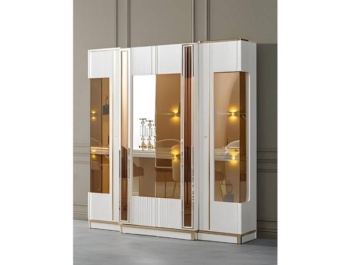 JVmoebel Vitrine Luxuriöse Vitrine mit modernen Spiegeln und goldenen Verzierungen (1-St)