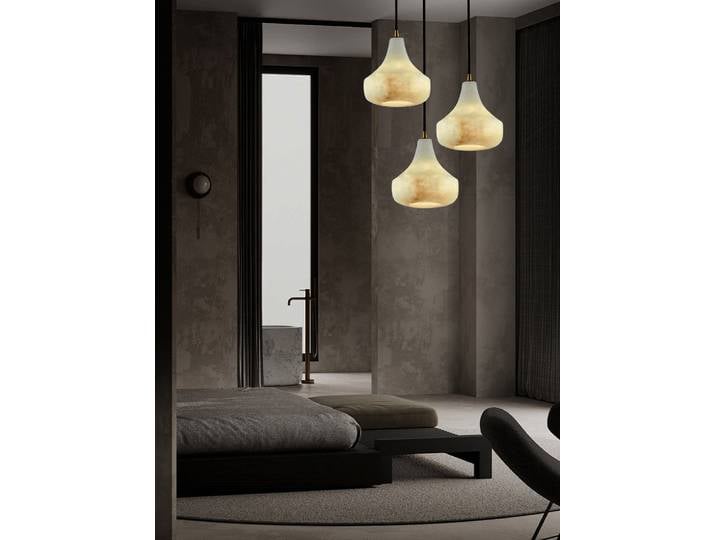 Lustre suspendu de luxe en marbre naturel espagnol pour escalier, villa, lampe de plafond, décoration intérieure haut de gamme pour salon