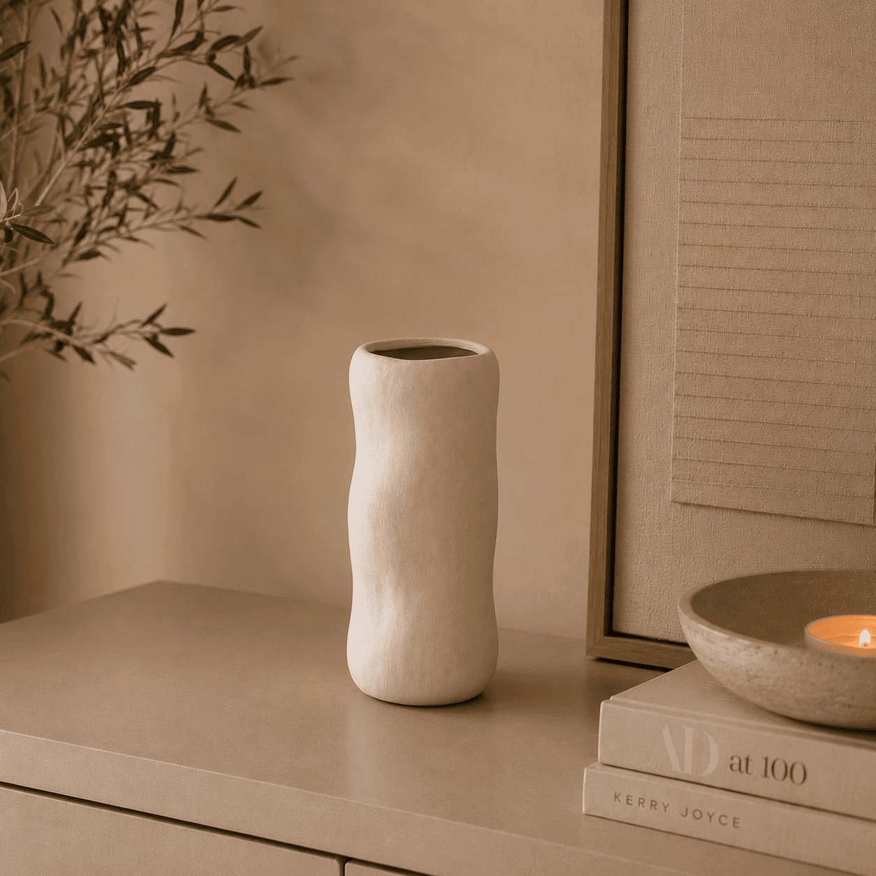 Sculpto Cream Ceramic Vase
