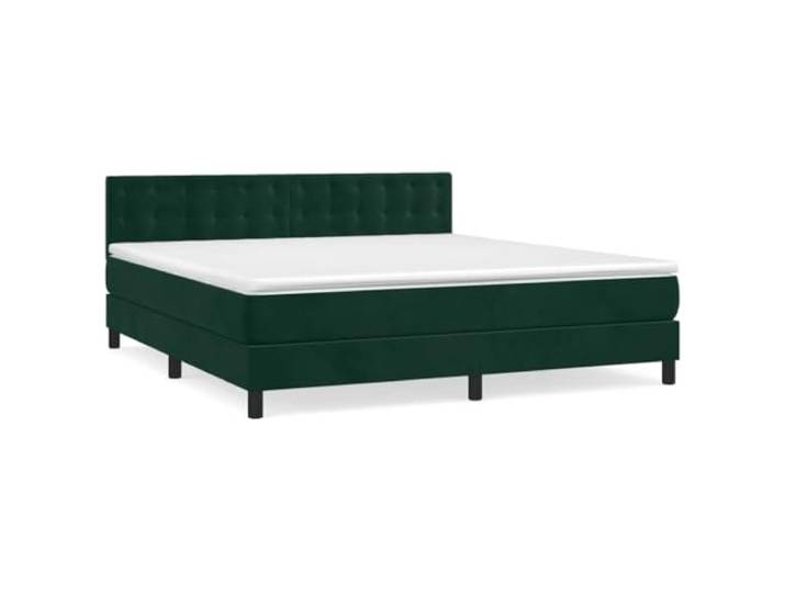 PUGYNBK Boxspringbett aus Samt, Dunkelgrün, 180 x 200 cm Verstellbares Kopfteil, Taschenfederkernmatratze, mittlere Härte, inklusive Montageanleitung