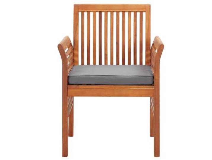 MNCVXAXG Esszimmerstuhl für den Garten aus Akazienholz mit Kissen Brauner Rahmen, dunkelgraues Kissen, Akazienholz, Öl-Finish, Lattenrost-Design, Verwendung im Außenbereich