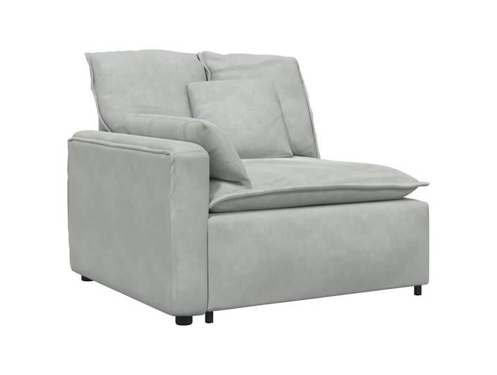 vidaXL Sofaelement Modulares Sofa Endmodul mit Armlehne Kissen Hellgrau 100 cm