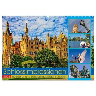 Schloss Impressionen - Residenz- und Landeshauptstadt Schwerin (Wandkalender 2026 DIN A2 quer), CALVENDO Monatskalender