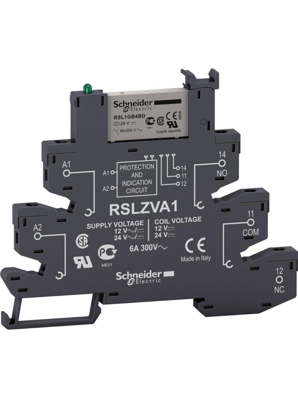 Schneider Electric Interface relay complete with socket with screw terminals 6a