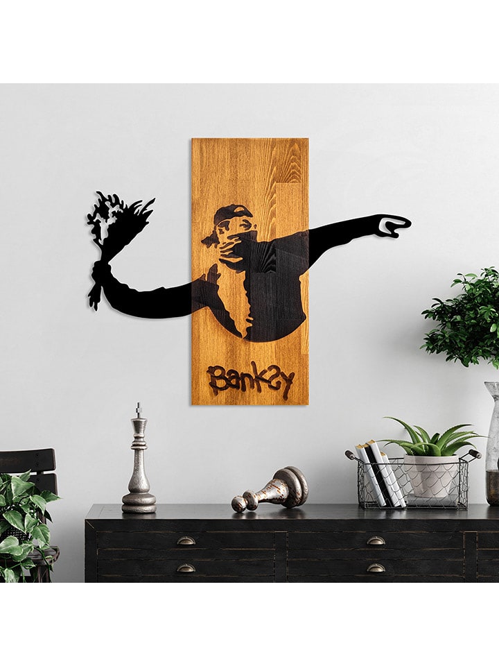 ABERTO DESIGN Wanddekor "Banksy - Flower Thrower" - (B)69 x (H)58 cm - onesize