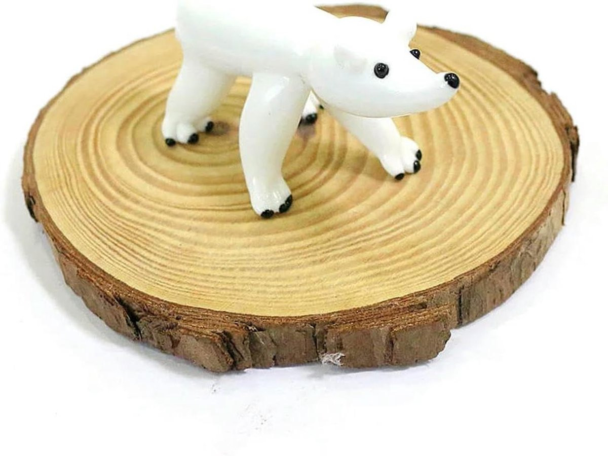 Handgemaakt Glazen Ijsbeer Beeldje - Wit - Desktop Decoratie - 7.5 x 4.5 cm
