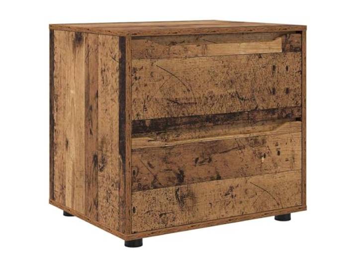 KUPTYERFG Aufbewahrungsschrank Altholz-Optik 60x48x57 cm Beistellschrank Kompakter Kommodenschrank in Altholz-Optik mit 2 Schubladen für Wohnzimmer und Schlafzimmer. Stabile Brötchenfüße.