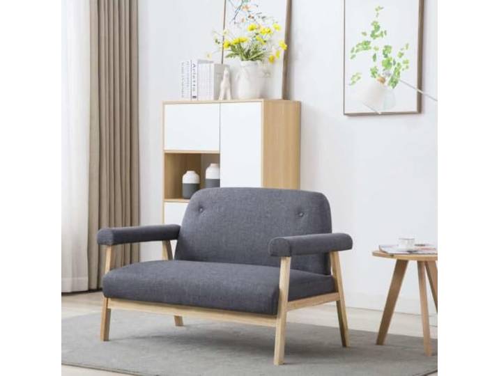 HEFZGDB Zweisitzer Sofa Stoff Dunkelgrau Modernes Wohnzimmer Sofa mit Massivholzrahmen und Polyesterbezug, Bequemes Relax für Entspannung und Fernsehen, Einfache Endmontage, Stabiles