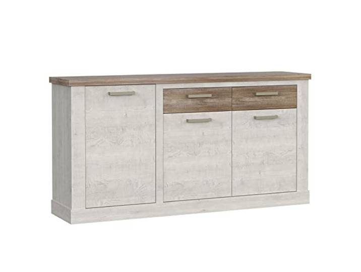 Newroom Sideboard Pinie Weiß Kommode mit Türen Wohnzimmer Flur Anrichte
