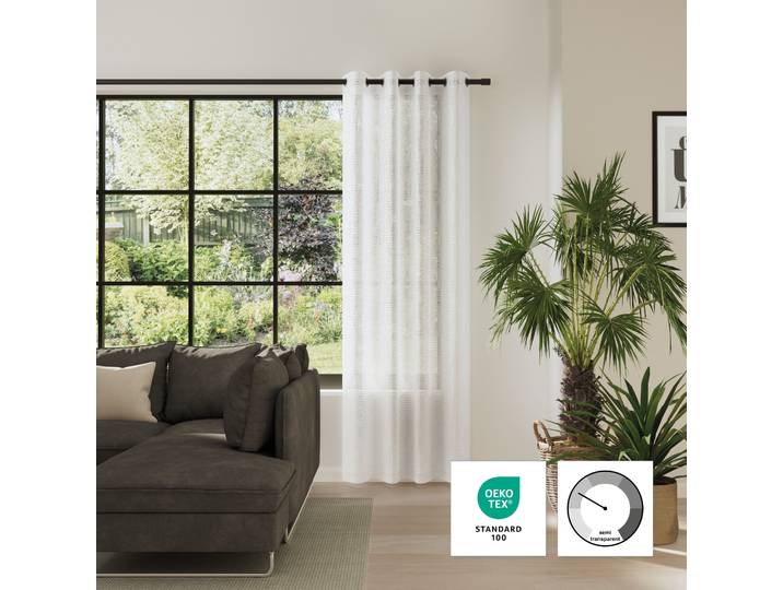 Vorhang NEUTEX FOR YOU MELODY , weiss (weiß), B:142cm H:245cm, Polyester, Gardinen, Vorhang, Melangeoptik mit grobem Effektgarn