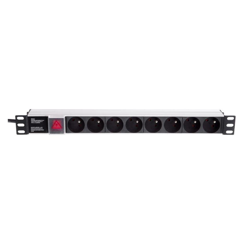 Netrack 125-19-02 Stromverteiler 19Zoll 1HE 230V/16A 8xE ALU (125-19-02)
