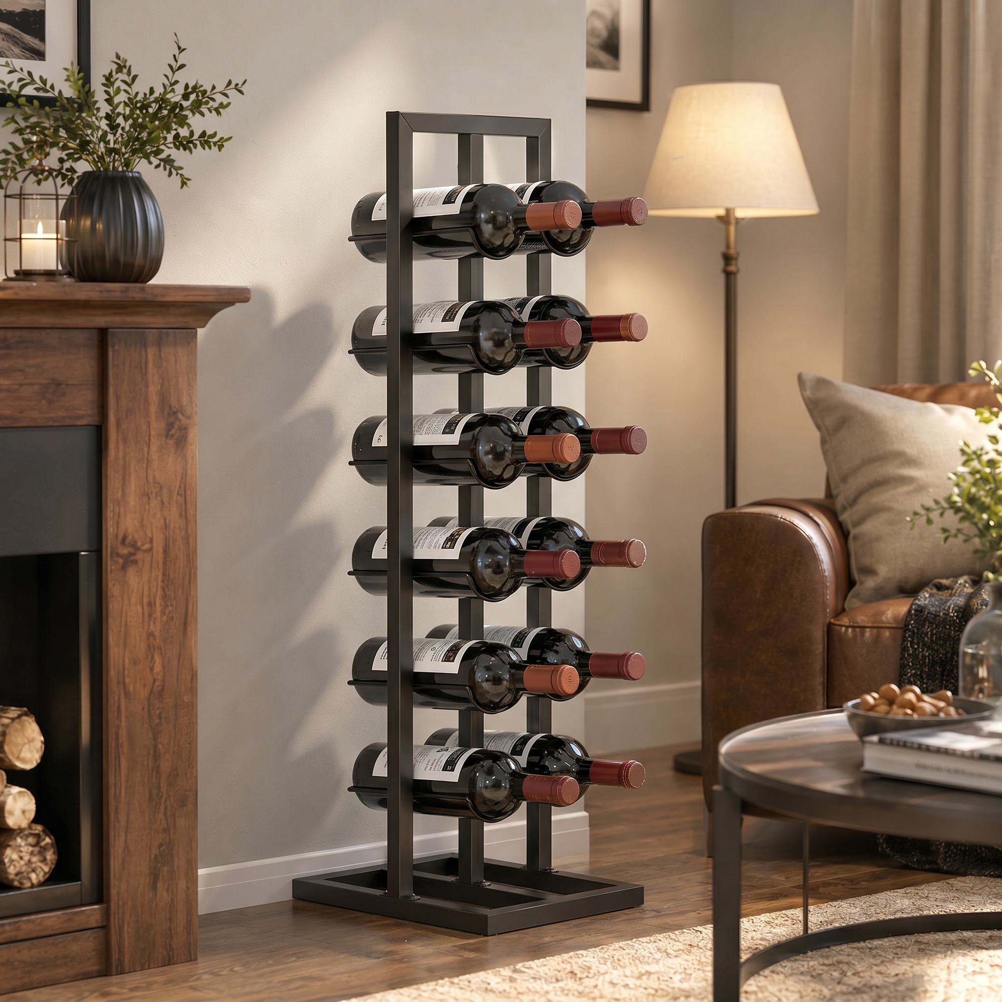 Homcom Cantinetta Vini Portabottiglie da Terra in Metallo per 12 Bottiglie, Nero   Aosom Italy