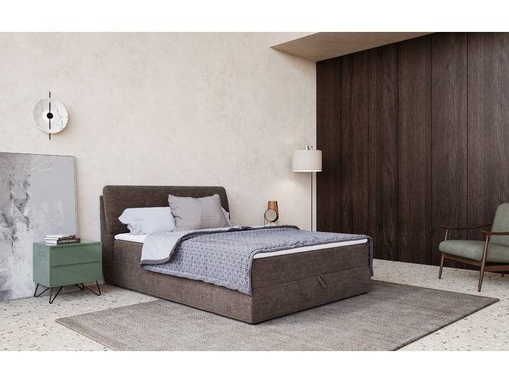 COTTA COOPER, Stauraumbett mit Bettkasten & Taschenfederkernmatratze H3 Karo- oder Struktur-Stoff, 90/120/140 cm x 200 cm