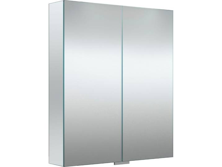 Spiegelschrank WELLTIME G-Line , transparent, B:60,8cm H:70cm T:13cm, FSC-zertifizierter Holzwerkstoff, Schränke, Spiegelschrank, doppelseitig verspiegelt und mit verspiegelten Seitenwänden, Softclose