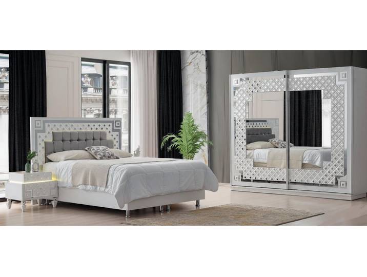 JVmoebel Komplettschlafzimmer Elegante Schlafzimmer Garnitur Bett 2x Nachtkonsolen Frisiertisch, (5-tlg), Made in Europa