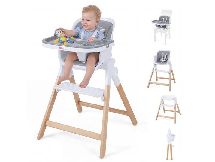 KINDERHOCHSTUHL mit Tablett grau