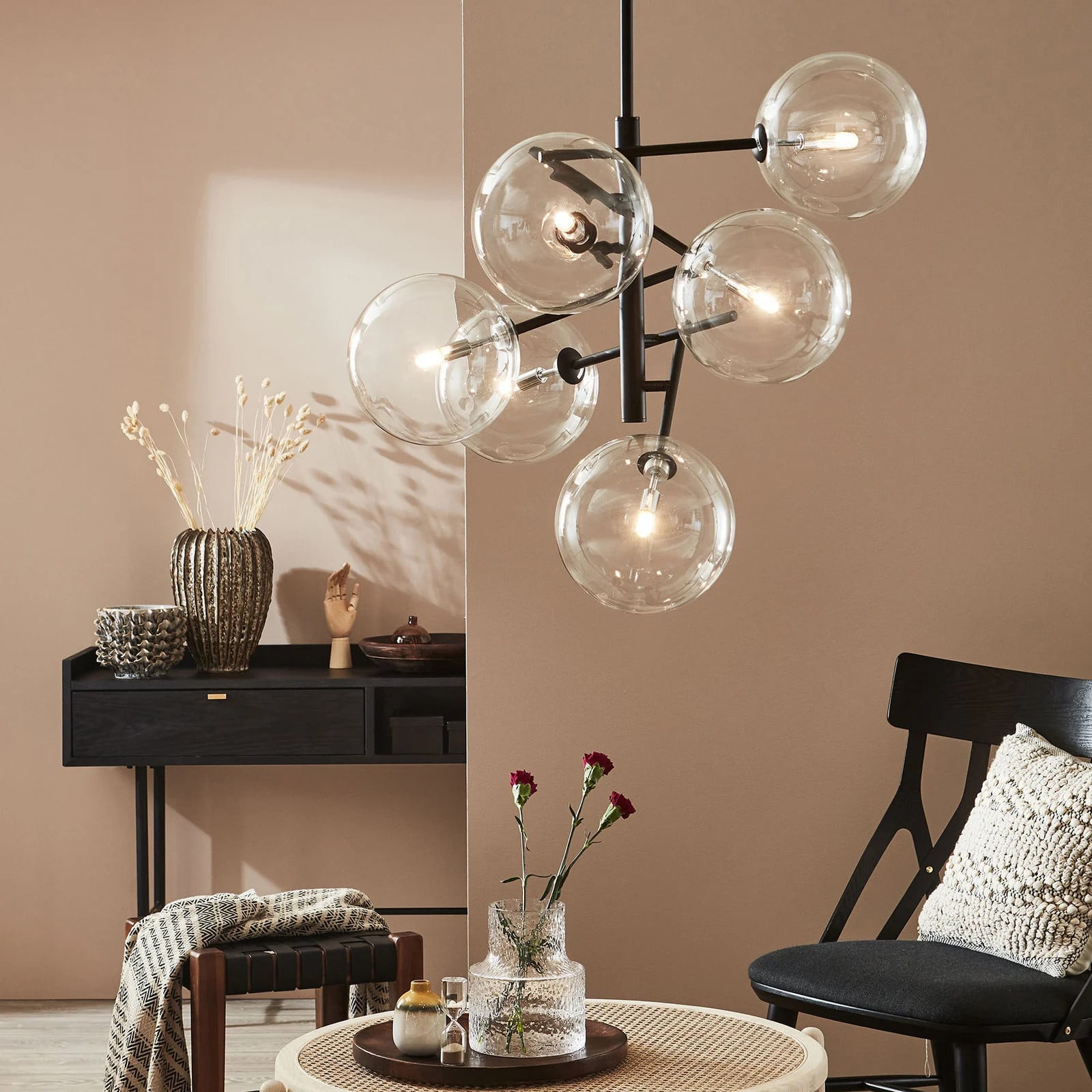 Markslöjd Andrew 6 Hanglamp Black/Clear - Scandinavisch Design - Metaal