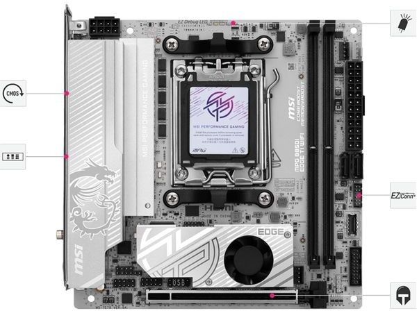 MSI MPG B850I EDGE TI WIFI AMD B850 Socket AM5 Mini-ITX Motherboard