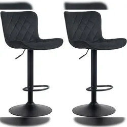 CLP 2er Set Barhocker Emma schwarz/Samt