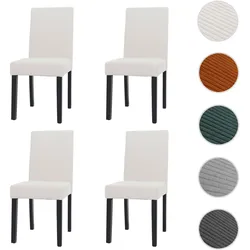 4er-Set Esszimmerstuhl Littau, Stuhl Küchenstuhl Hochlehner, Stoff/Textil Cord Holz ~ creme, dunkle Beine