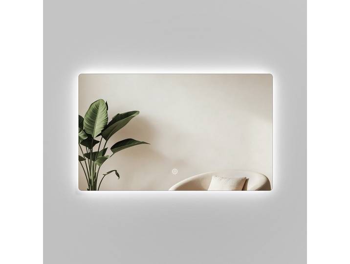 BADSPIEGEL LED abgerundet Kaltweiß Touch-Schalter Dimmbar 100/60 cm