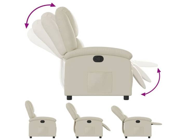 Fauteuil relax - Crème - Fauteuil inclinable - maximale : 110 kg - crème similicuir 71x86.5x99.5 cm F6909